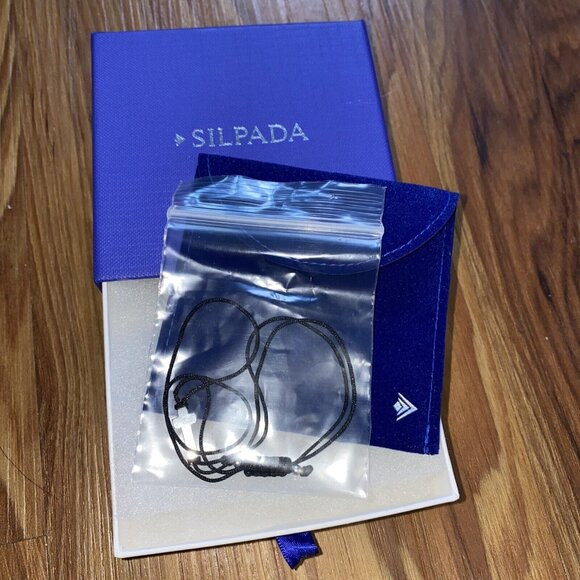 Silpada 'Simplex Cross' Black Cord Cross Bolo Bracelet in Sterling Silver, 10" - Picture 1 of 5